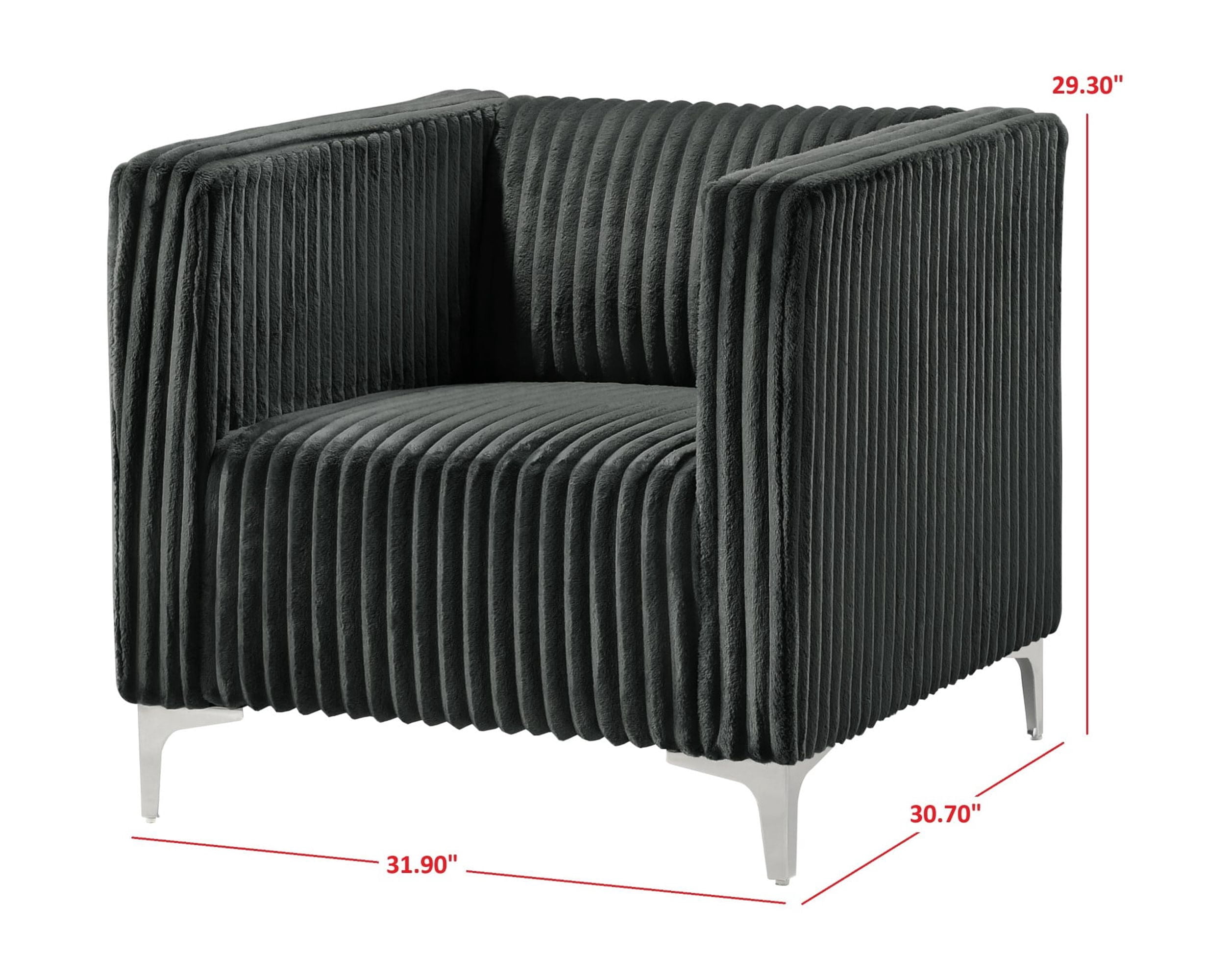 Home Design Gavin Velvet Square Arm Chair with Plush Cushions and Modern Upholstery, Durable Frame for Living Room, Contemporary Gray Design
