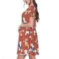 thumbnail image 2 of Balery Cute Poodle Dog Vestidos sueltos de manga corta para mujer, vestidos de verano 2025, vestidos casuales de corte A con vuelo., 2 of 6