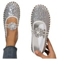 thumbnail image 4 of Viluyesy Flats for Womens, Fashion Sequin Soft Sole Floral Single Band 2025 Casual Dress Loafers Shoes Silver, 4 of 9