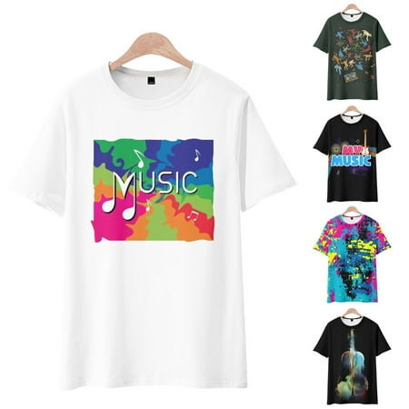 

LANLIN Music Festival Boys 3D Print Graphic T-Shirt Casual Shirt & Top for Men Women