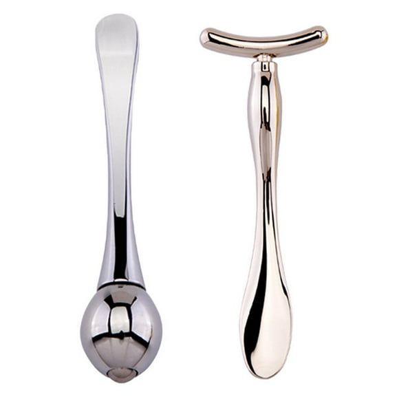 Boc 2Pcs Eye Massagers Improve Contours Safe Zinc Alloy T-shaped Facial Rollers for Gift