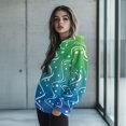 thumbnail image 2 of COEQINE Women's Hoodies Lightweight Oversized Sweatshirts Pullover Fashion Y2K Cozy Long Sleeves Crewneck Soft Casual Wear White Waves and Stars Green blue gradually Outfits Clothes, M, 2 of 7