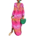 thumbnail image 1 of LUXUR Robes Maxi à Blocs de Couleur pour Femmes Robe Décontractée d'Automne Imprimé Zèbre m, 1 of 2