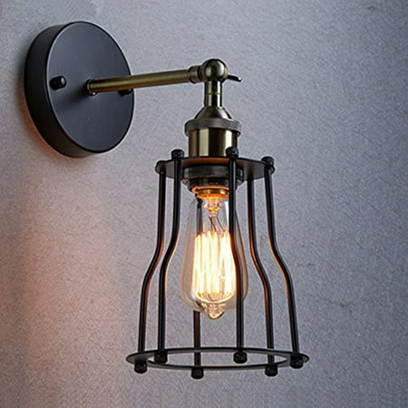 Vintage Wall Lights, Black Retro Metal Industrial Wall Lighting for Kitchen Dining Room Bedroom Corridor Coffee Bar, 1pcs Indoor LED Sconce Wall Lights Mounted Bedside Lamps for Home