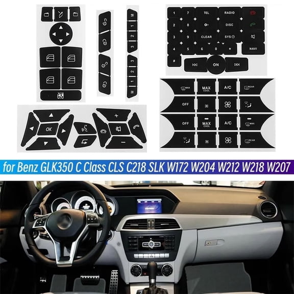 OEMASSIVE For Mercedes Benz Door Lock Steering A/C Window Car Repair Button Kit Stickers