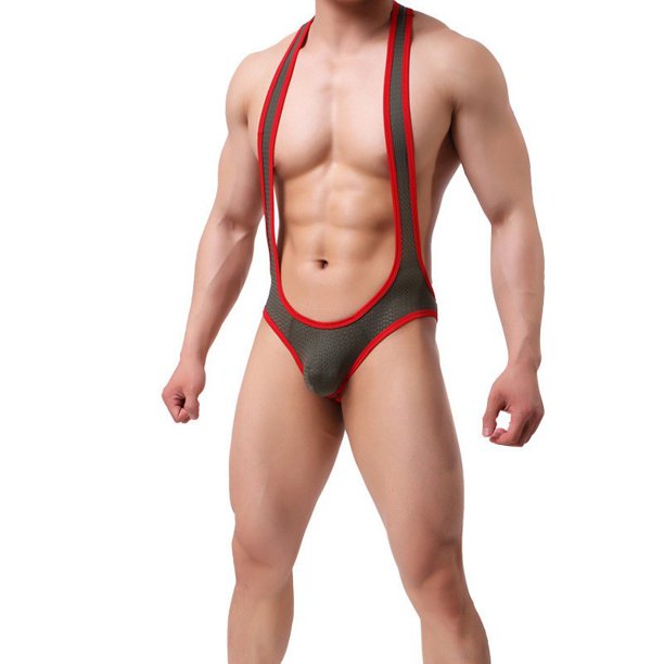 Ropa interior moldeadora de cuerpo de color elástico para hombre, mono divertido y transpirable de malla sexy