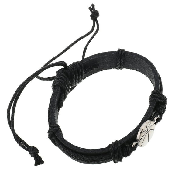 KAKOWELY Boys Jewelry Basketball Sports Bracelets Fake Leather 1Pack Retro Band Casual Outfit