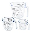 thumbnail image 4 of Naiovety Juego de 3 tazas medidoras de plástico transparente para el hogar, cocina, hornear, harina, azúcar, jarras de agua con básculas Herramientas y accesorios para hornear, 4 of 6
