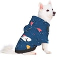 thumbnail image 2 of Goofa Colorful Ocean Shark Pattern Small Dog Sweater Hoodies Pet Grey Hooded Soft Fleece Sweatshirts with Pocket Fall Winter Puppy Cat Sweaters Warm Clothes-, 2 of 8