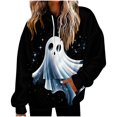 thumbnail image 2 of Frostluinai Halloween Fleece Hoodie for Women Flannel Fuzzy Hooded Sweatshirts Funny Ghosts Print Fluffy Sherpa Warm Pullover with Pocket S-2XL, 2 of 6