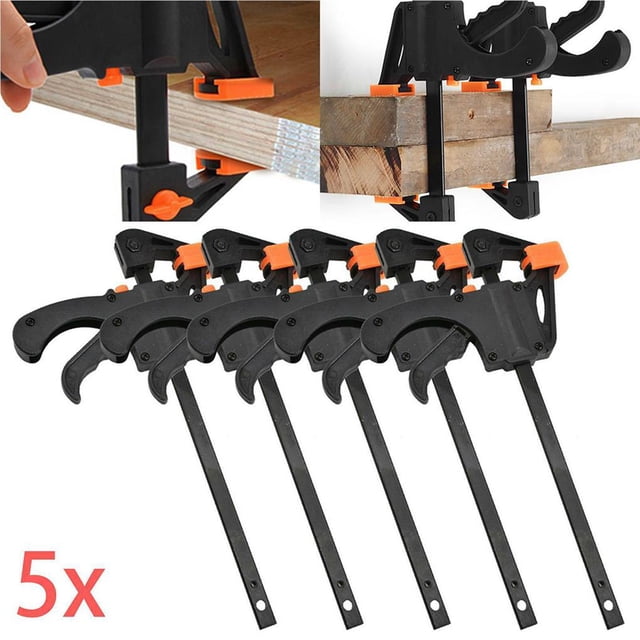 Eigraketly Barra de carpintería ajustable de 4 pulgadas F-Clamp Kit de carpintería rápido Herramienta de carpintero de sujeción de Herramientas y ferretería 5 piezas Eigraketly TO005265-02