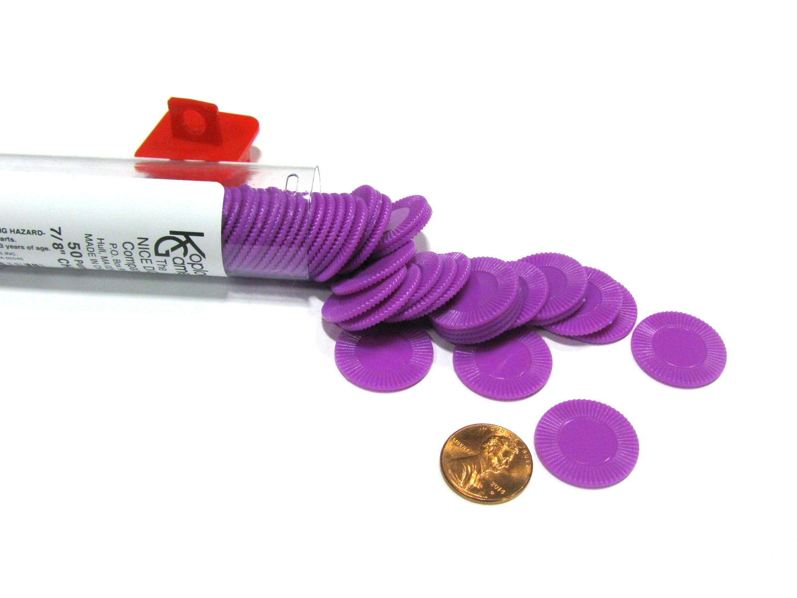 One Tube of Ridged  7/8" Plastic Green Chips! 50 Koplow's Mini Poker Chips 