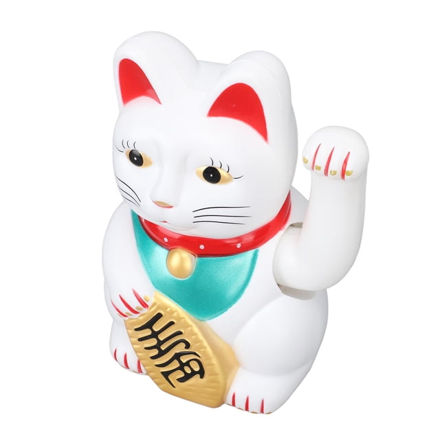 Battery Operated Fortune Cat, Waving Arm Lucky Cat Ornament For Home Car Decor, 7"