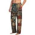 thumbnail image 2 of Goofa American Flag Deer Art Pattern Printed Soft Pajama Pants for Men, Wide Leg Comfy Casual Lounge Yoga Pants-Small, 2 of 9