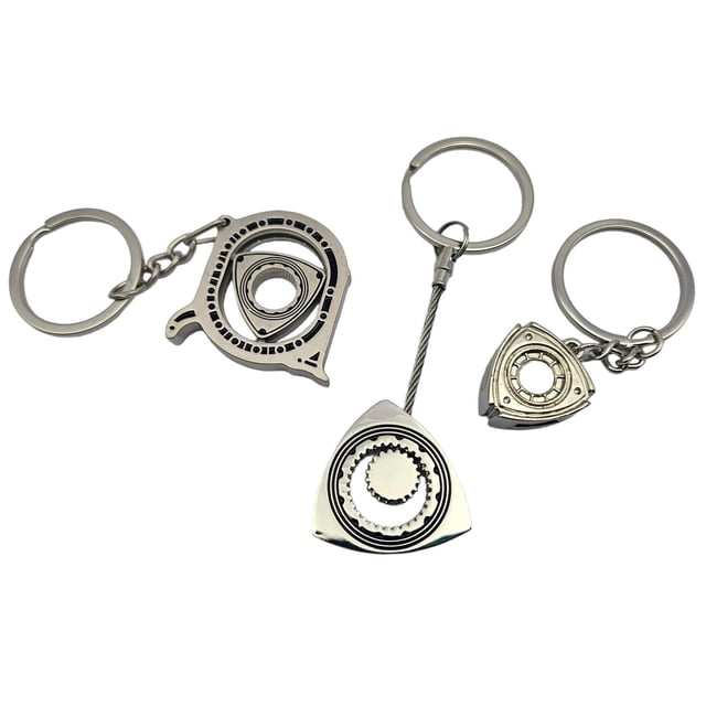 Juego de 3 llaveros rotativos Wankel, llavero de metal, llavero RX-7 RX-8 RX-6, plateado, Una talla,