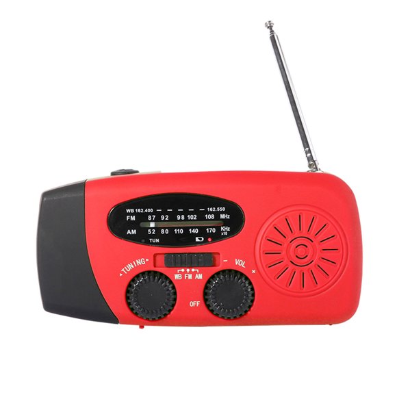 Emergency Hand Crank Radiot, AM/FM/ Portable Weather Radio Power Bank Phone Charger, Radio for Indoor Outdoor Camping,red