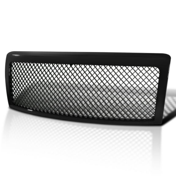 Spec-D Tuning Black Mesh Front Bumper Hood Grille Compatible with 2009-2014 Ford F150 F-150 Truck