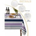 thumbnail image 2 of Purple Grey Striped Table Cloth, Waterproof Tablecloth for Square Tables, Farmhouse Stripes Modern Abstract Art Reusable Washable Fabric Table Cover for Restaurant Kitchen Dining Tables 54"x54", 2 of 9