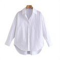 thumbnail image 1 of TRAF mujeres moda suelta asimetría popelina Blusas Vintage manga larga abotonada camisas femeninas Blusas Chic Tops Tan Jianjun unisex, 1 of 2