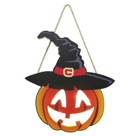 

Halloween Wood Sign Pendant Halloween Party Wooden Hanging Pendant with Lamp