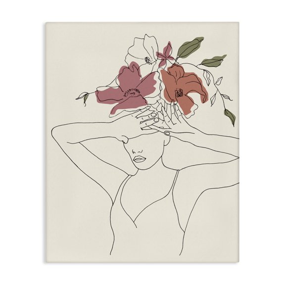 Stupell Industries Bohemian Female Linework Tropical Flower Sketch Canvas Art, 16 x 20, by Melissa Wang