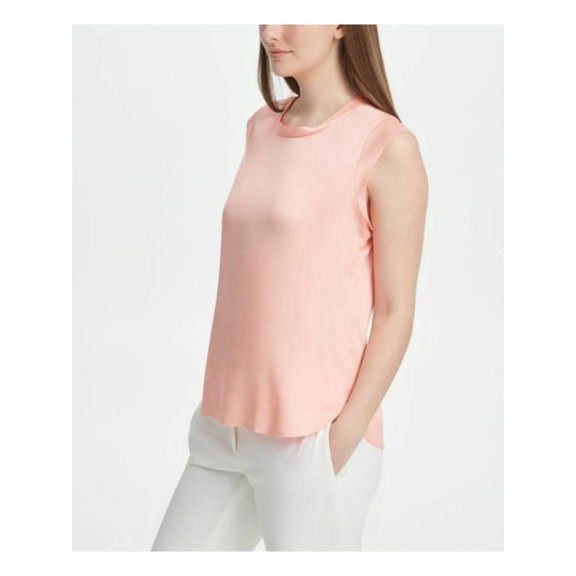 DKNY Womens Flutter Sleeve Tank Top Blush Small Blouse   Pink S