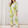 thumbnail image 2 of Pajamas for Women Sets, Lemon leaves Lounge Sets Long Sleeve Button Down Night Shirts Sleepwear Pjs, 2 of 6