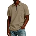 thumbnail image 2 of Fabrcox Mens Polo Shirts Short Sleeve Quarter Zip Collared Shirt Men Regular Fit Solid Color Athletic Casual Business Golf Shirt for Men with Pockets Brown XXL, 2 of 5