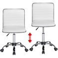 thumbnail image 3 of XPOPR PU Leather Low Back Armless Desk Chair Ribbed Armless Swivel Task Chair Office Chair Wheels White, 3 of 11