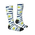 thumbnail image 3 of Bingfone Compression Socks For Women And Men Long Socks For Running Athletic Cycling Nurse-Daisy Striped Nautical, 3 of 9