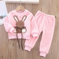 thumbnail image 2 of Zwiiyzr 2025 1-6T Toddler Little Boys Girls Sweatsuit Fuzzy Outfits Long Sleeve Sweatshirt Fall Winter Clothes Two-Piece Casual Sports Set Pink, 2 of 2
