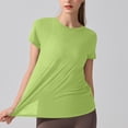 thumbnail image 6 of Yoga Workout Short Sleeve Tees for Women Crewneck Ruched Back Cutout Loose Tunic Tops Lightweight Quick Dry Athletic Shirts Activewear Green, 6 of 7