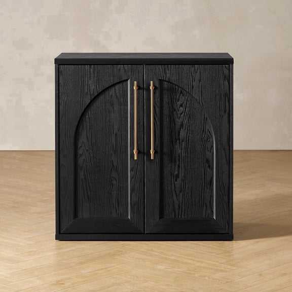 Mopio Blake Storage Cabinet, Sideboard Buffet Cabinet with Storage, Small Modular Accent Display Cabinet, Kitchen Coffee Bar Pantry Cabinet, Media Console Credenza for Living Room (Arched, Black)