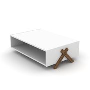 Kappo Wood base with shelf coffee table, Easy to assemble, White