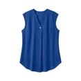 thumbnail image 3 of AKOEE Plus Size Tank Tops Womens Sleeveless Loose Fit One-button V Neck Tunics Solid Casual Summer Blouses (2XL, Blue), 3 of 7