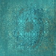 thumbnail image 1 of Ahgly Company Machine Washable Indoor Square Oriental Turquoise Blue Industrial Area Rugs, 8' Square, 1 of 4