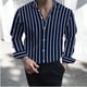 thumbnail image 1 of Camisa formal para hombre, con solapa abotonada, color negro y blanco, rojo, manga larga, cuello a rayas, ropa de trabajo para bodas, talla grande 6XL, 1 of 6