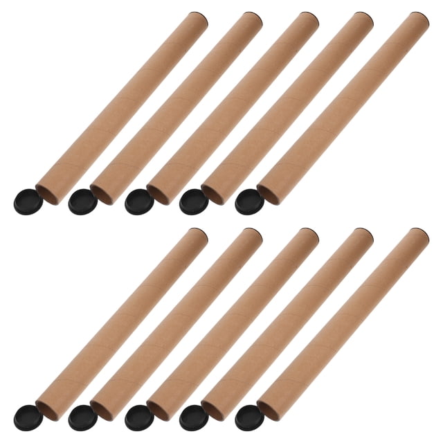 SOPOTUTU 10Pcs Kraft Paper Mailing Tubes with Plastic Caps for Shipping Posters Artwork and Documents