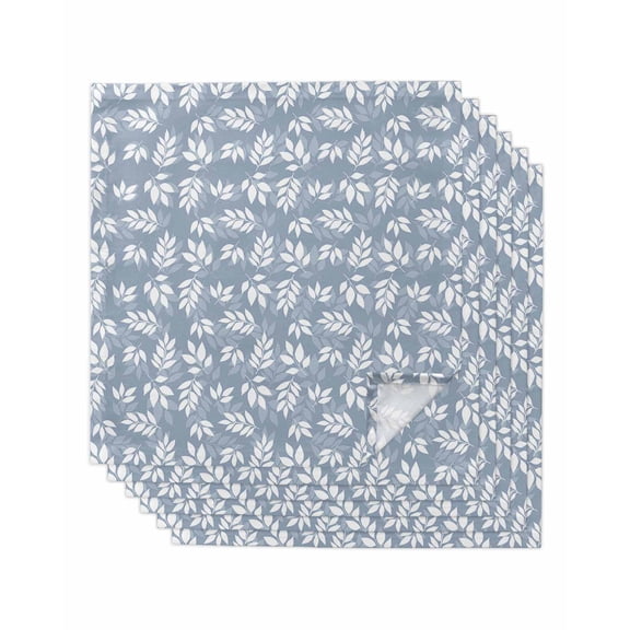 nqOlkjepod Country Leaves Cloth Napkins Set of 6 Reusable Dinner Napkins, Blue Spring Pastoral Botanical Leaf Cocktail Napkin Washable Table Napkins for Wedding/Holiday Party/Baby Shower 20"x20"