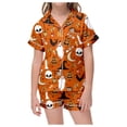 thumbnail image 2 of BOOMNY Halloween Girls 2 Peice Pajamas Sets Hallowmas Pumpkin Ghost Graphic Short Sleeve Buttons Sleepwear Tops Shorts Pjs Set for Kids Cozy Loungewear Homewear, 2 of 6