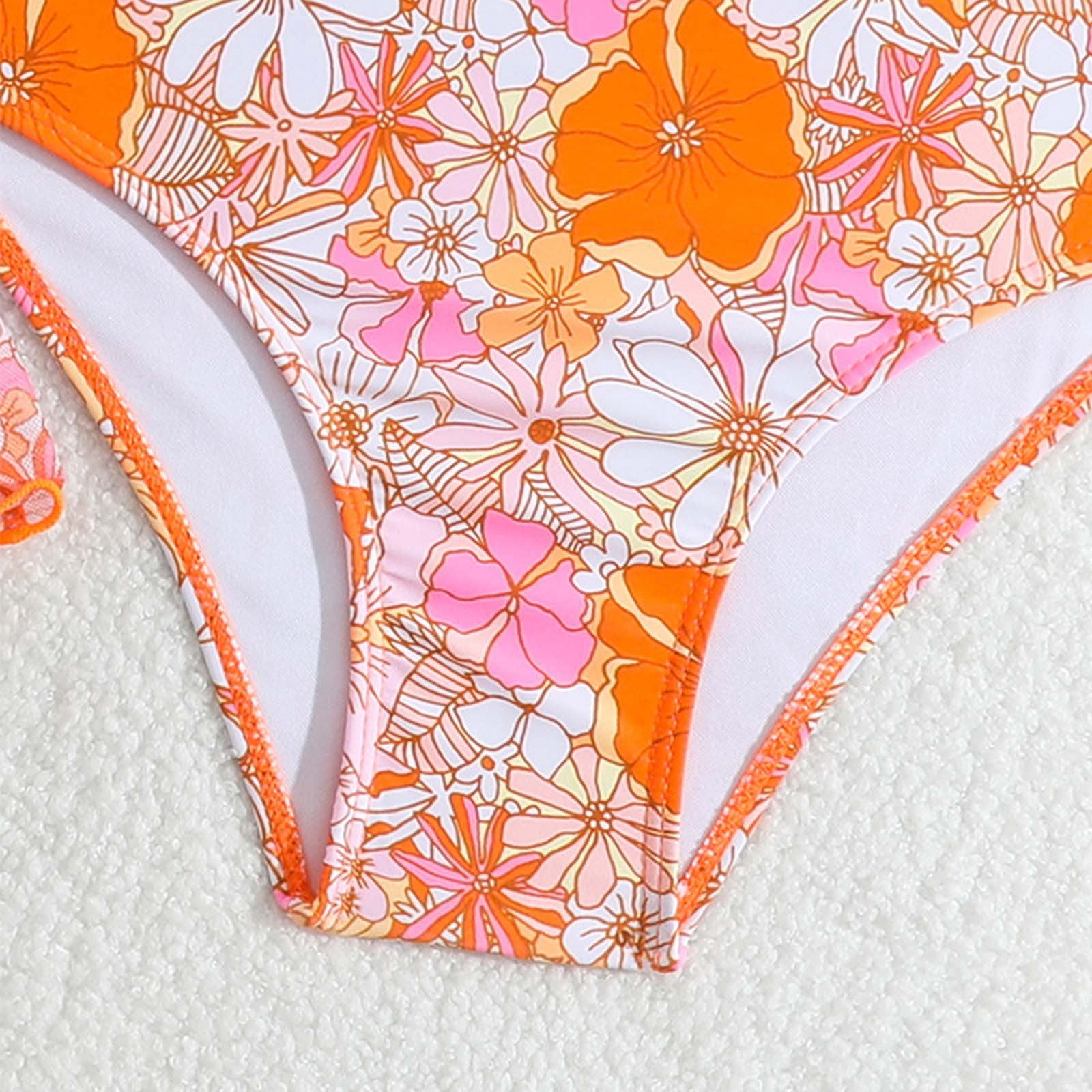 Maillot Bain 3 Pièces Fille 7-16 Ans - Imprimé Tropical Jupe Cache-Maillot