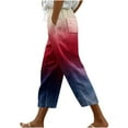 thumbnail image 2 of TrendVibe365 Usa Flag Womens Capri Pants Plus Size Summer Capris Pants Red White and Blue Gradient Red White and Blue Pants Summer Beach Fourth of July Trousers Pant Drawstring with Pockets, 2 of 5