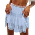thumbnail image 1 of UANWENN Ladies' Solid Color Ballet Style High Waisted Half Skirt with Irregular Hem and Lace Ruffle Skirts for Women Long Length Ballet Skirt Long Skirt with Slit Crop Top and Skirt Set for Women Rip, 1 of 9