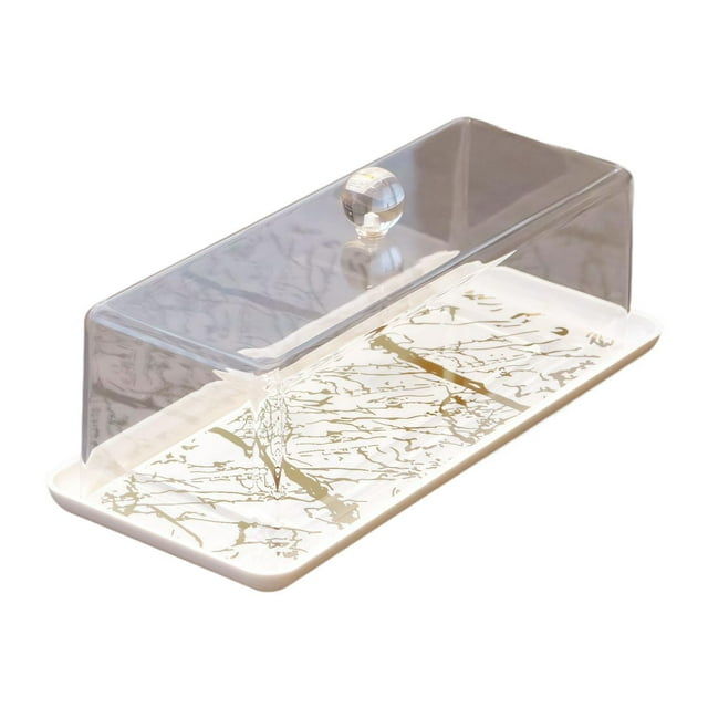 Luzkey Cake Stand with Lid Bread Storage Cake Plate for Centerpieces Baking Wedding white tray