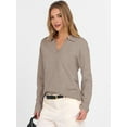 thumbnail image 4 of Women'S V Neck Long Sleeve Sweaters Dressy Casual Business Basic Knit Pullover Top Khaki 5XL, 4 of 9