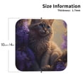 thumbnail image 2 of Lsque Purple Flower Lazy Cat Pattern 4" Drink Coasters Set of 4, PVC Leather Absorbent Coasters, Table Coaster Set Decorative Coffee Cup Coasters Housewarming Gift -Square, 2 of 6