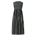 thumbnail image 5 of Siilsaa Women's Summer Sleeveless Striped Flowy Casual Long Maxi Dress with Pockets Black,M, 5 of 5