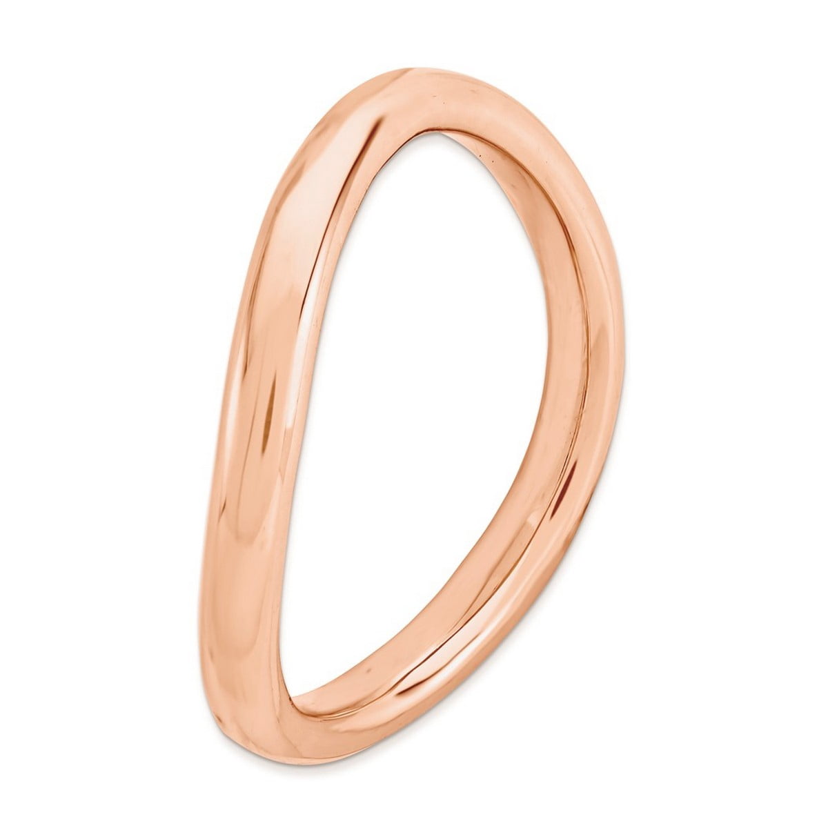 2.25mm 925 Sterling Silver Stackable Polished Pink Plate Wave Ring Size 6 Stackable Ring for Women