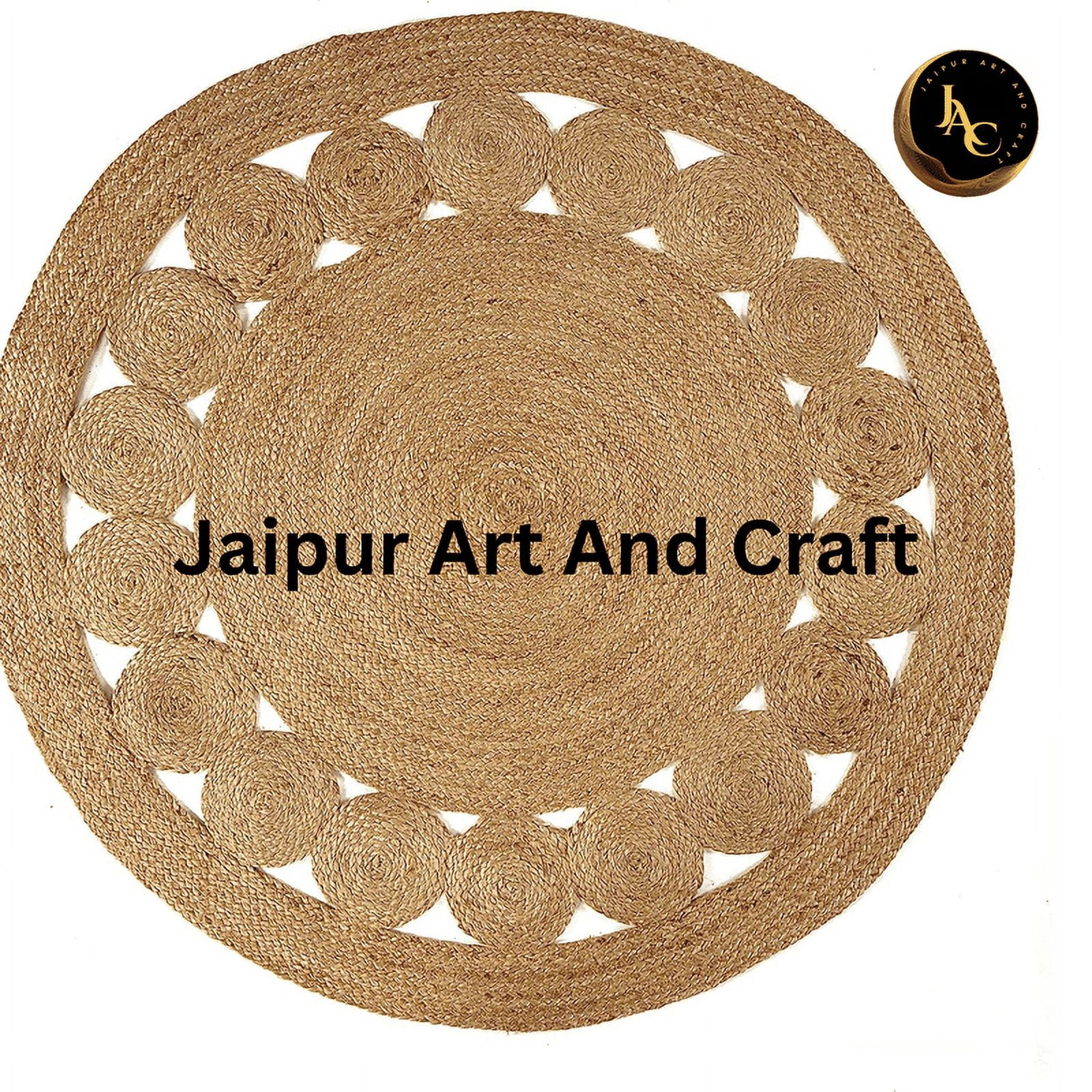 Jaipur Art And Craft Hand Braided Round Jute Area Rug for Home Décor Reversible Boho Charm Carpet (5x5 Sq Ft)