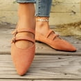 thumbnail image 5 of Mary Jane Sneakers for Women, Flats for Women Wide Feet, Widestep Shoes for Women, Suede Flat Shoes for Women Dressy Pointed Toe Comfortable Work Business Casual Flat Shoes With Strap, Orange 6, 5 of 8
